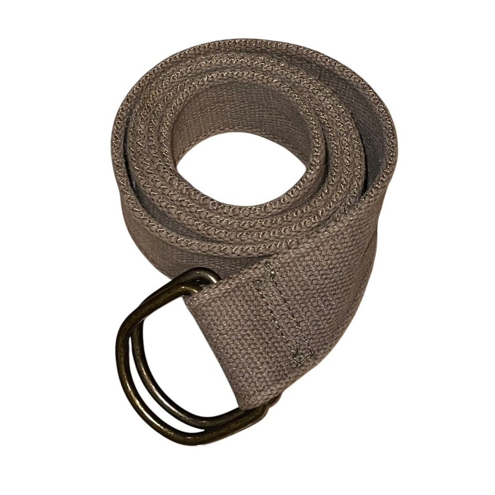 Unisex Canvas Y2K Woven 46” Solid Dark Khaki D-Ring Wide‎ Casual Belt Frayed End